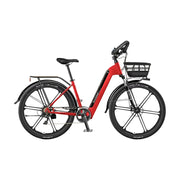 VOLTUS 700C Electric Road Bike, 48V400W Brushless Motor, Shimano 7-Speed Gears, Aluminium Alloy Frame, Hidden Battery, 12-Spoke Wheels - Black&Red