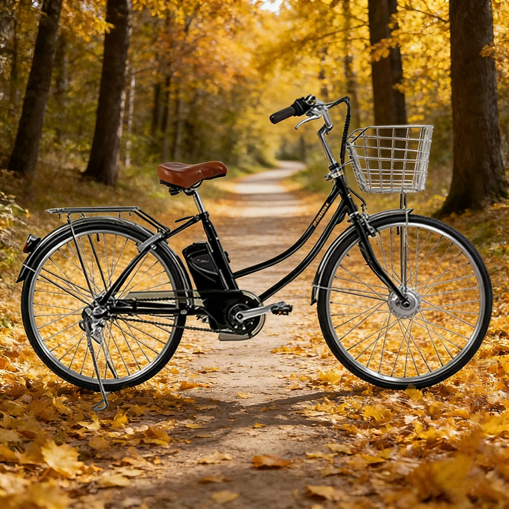 VOLTUS 26-Inch Electric City Bike, 200W Front Motor, Shimano Internal 3-Speed Hub, Double-Wall Aluminium Rims, Torque Sensor Assist - Black