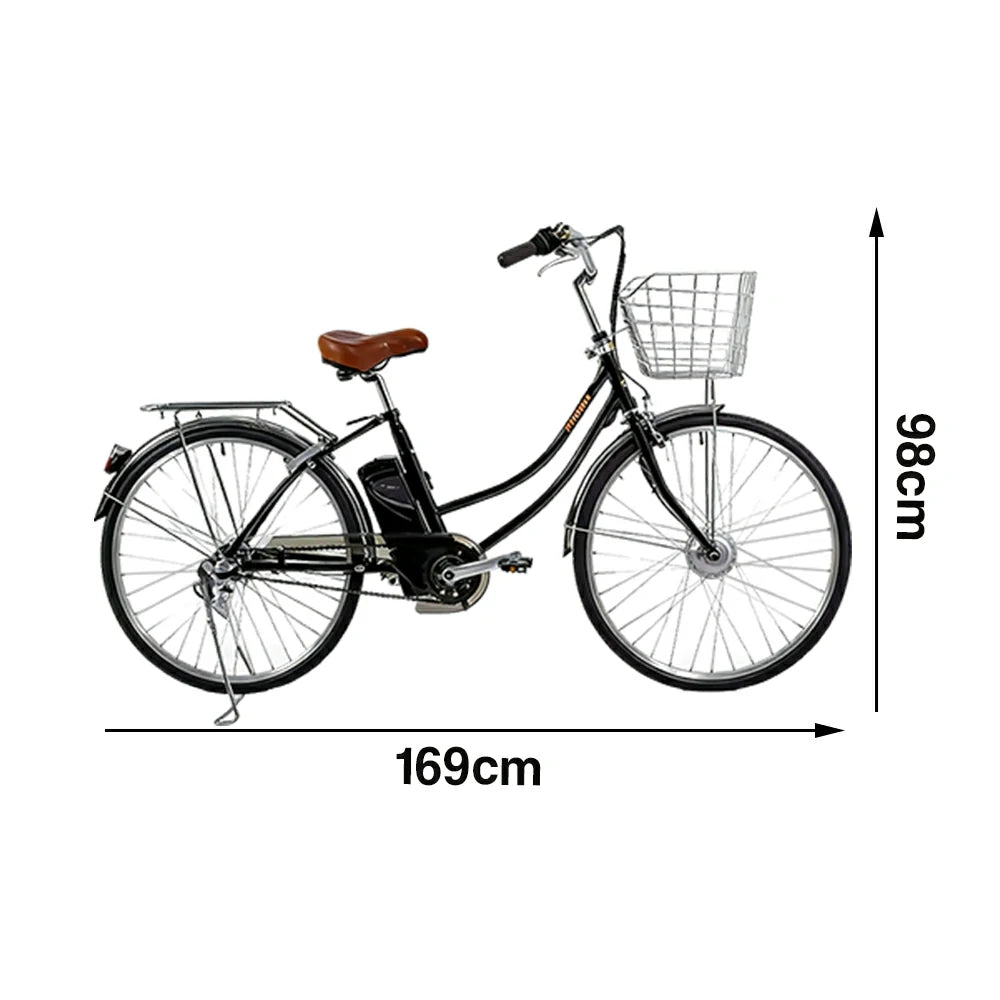 VOLTUS 26-Inch Electric City Bike, 200W Front Motor, Shimano Internal 3-Speed Hub, Double-Wall Aluminium Rims, Torque Sensor Assist - Black