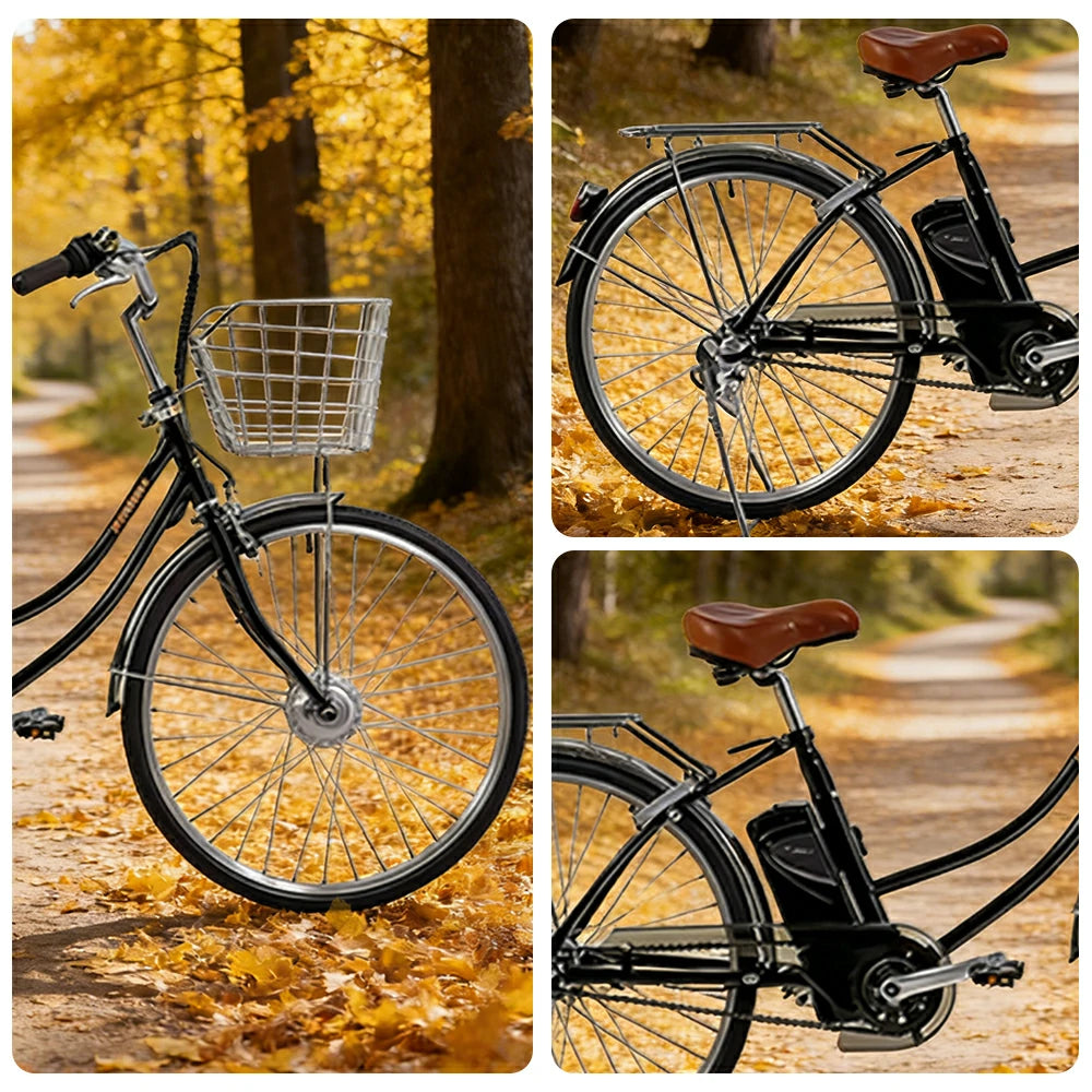 VOLTUS 26-Inch Electric City Bike, 200W Front Motor, Shimano Internal 3-Speed Hub, Double-Wall Aluminium Rims, Torque Sensor Assist - Black