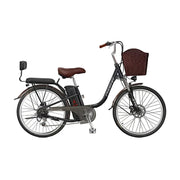 VOLTUS 26-Inch Electric Bike, 400W Brushless Motor, Shimano 7-Speed Gears, High Carbon Steel Frame, Removable 15/28AH Battery, Spoked Wheels - Black