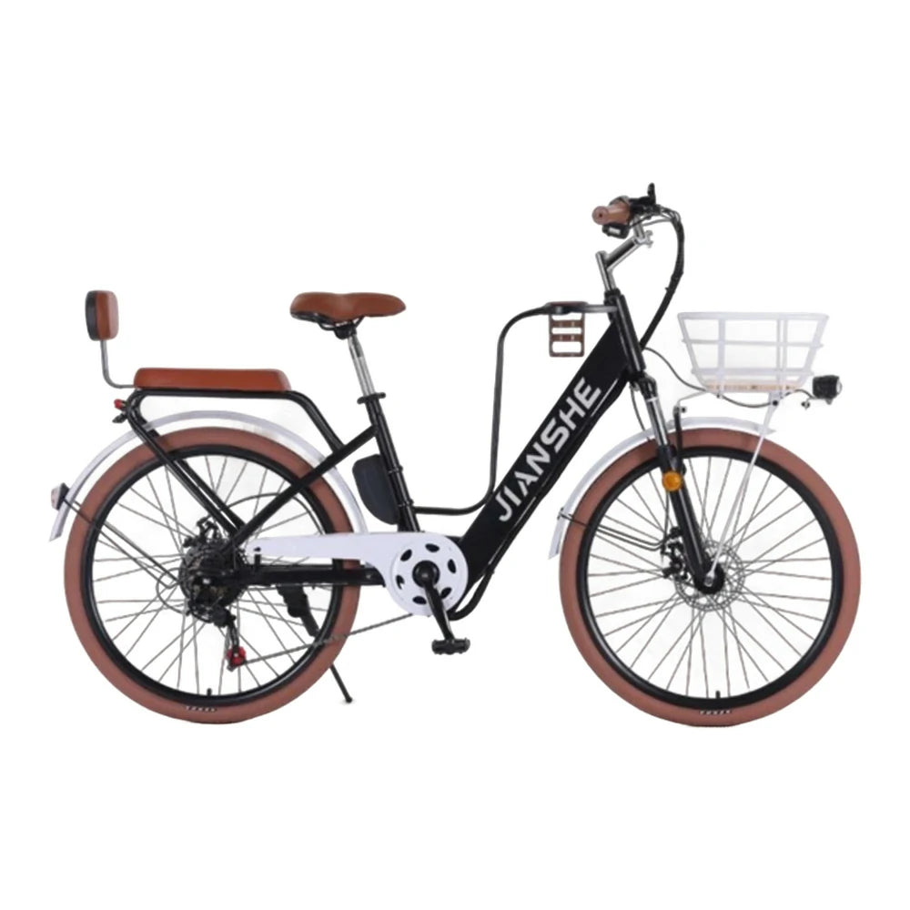 VOLTUS Electric Bike 10/25/40A 26" Tires Non-slip PVC Hydraulic Suspension, 7-Speed Gear, Hidden Lithium Battery - Black