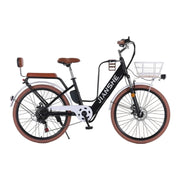 VOLTUS Electric Bike 10/25/40A 26" Tires Non-slip PVC Hydraulic Suspension, 7-Speed Gear, Hidden Lithium Battery - Black