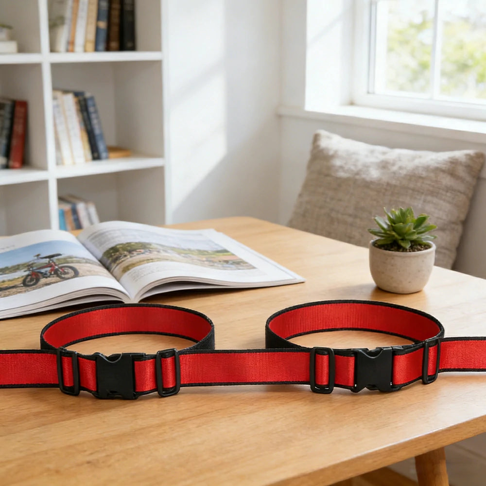 VOLTUS Double Kids Tricycle Safety Strap Full-Wrap Secure Support High-Strength Webbing No-Drill Installation Adjustable Fit - Red