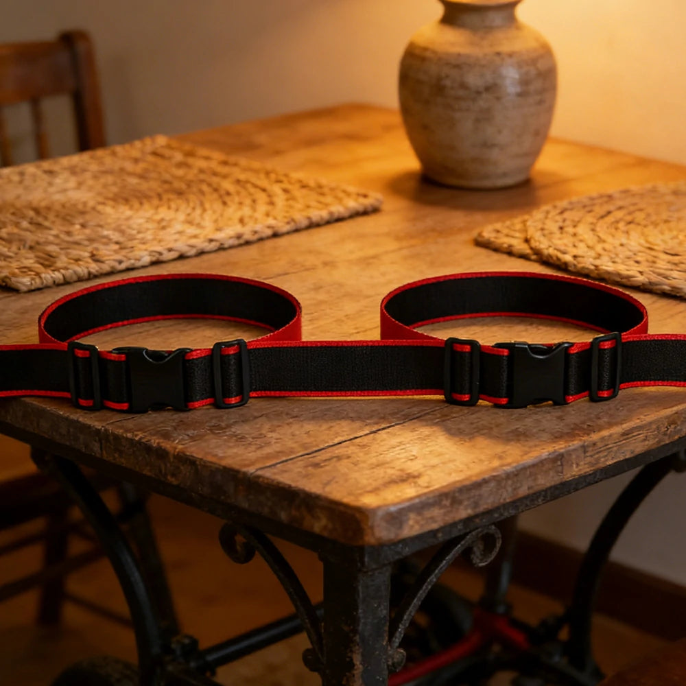 VOLTUS Double Kids Tricycle Safety Strap Full-Wrap Secure Support High-Strength Webbing No-Drill Installation Adjustable Fit - Black&Red