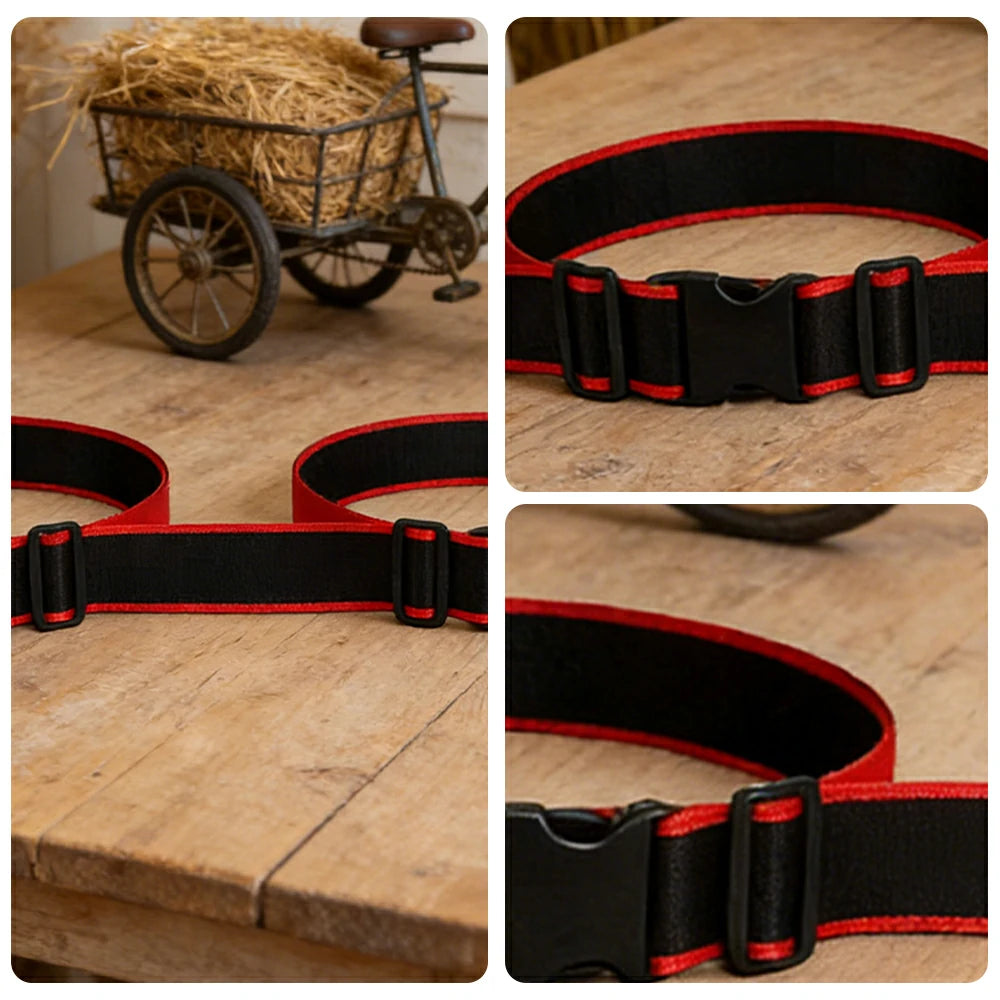 VOLTUS Double Kids Tricycle Safety Strap Full-Wrap Secure Support High-Strength Webbing No-Drill Installation Adjustable Fit - Black&Red