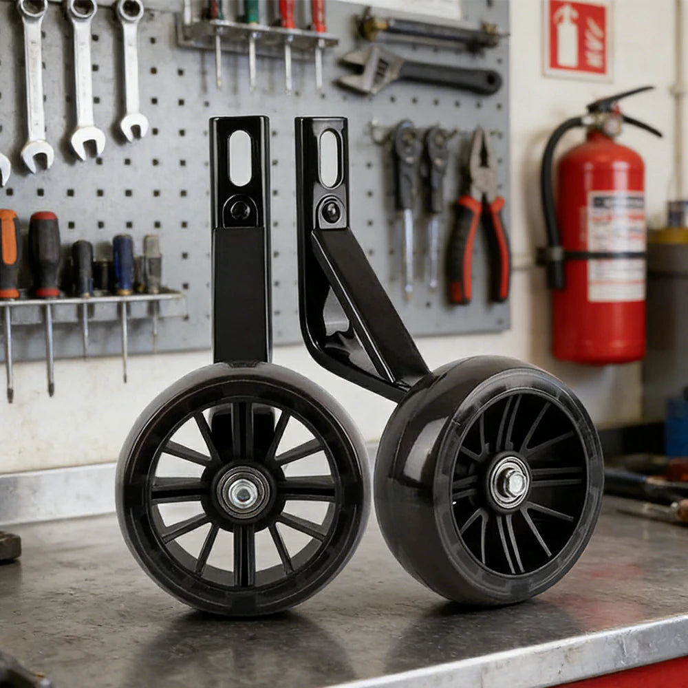 VOLTUS Kids Bicycle Training Wheels Smooth Quiet Rolling Reinforced Steel Bracket Stable Balance Support for 16/18/20 Inch Bikes - Black