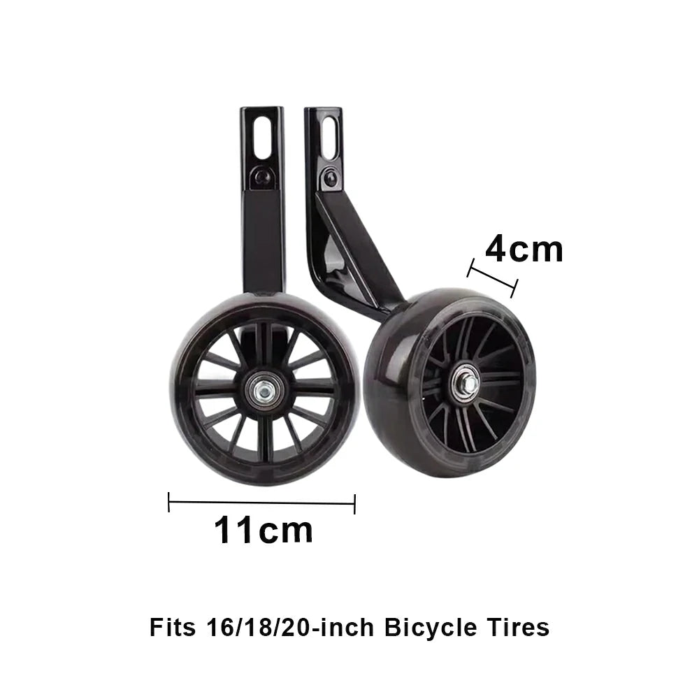 VOLTUS Kids Bicycle Training Wheels Smooth Quiet Rolling Reinforced Steel Bracket Stable Balance Support for 16/18/20 Inch Bikes - Black