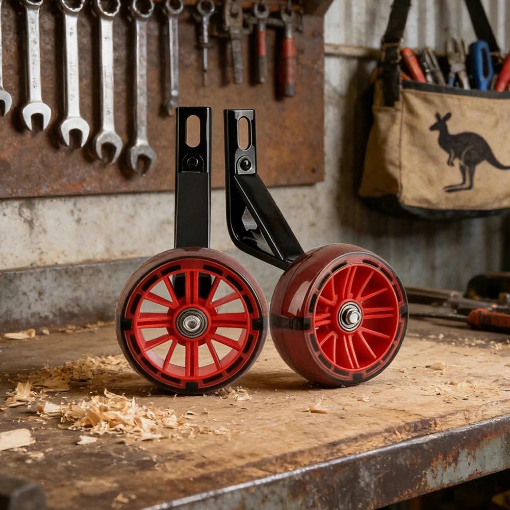 VOLTUS Kids Bicycle Training Wheels Smooth Quiet Rolling Reinforced Steel Bracket Stable Balance Support for 16/18/20 Inch Bikes - Red