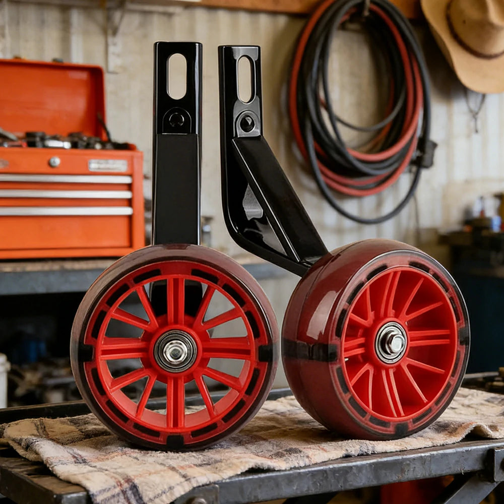 VOLTUS Kids Bicycle Training Wheels Smooth Quiet Rolling Reinforced Steel Bracket Stable Balance Support for 16/18/20 Inch Bikes - Red