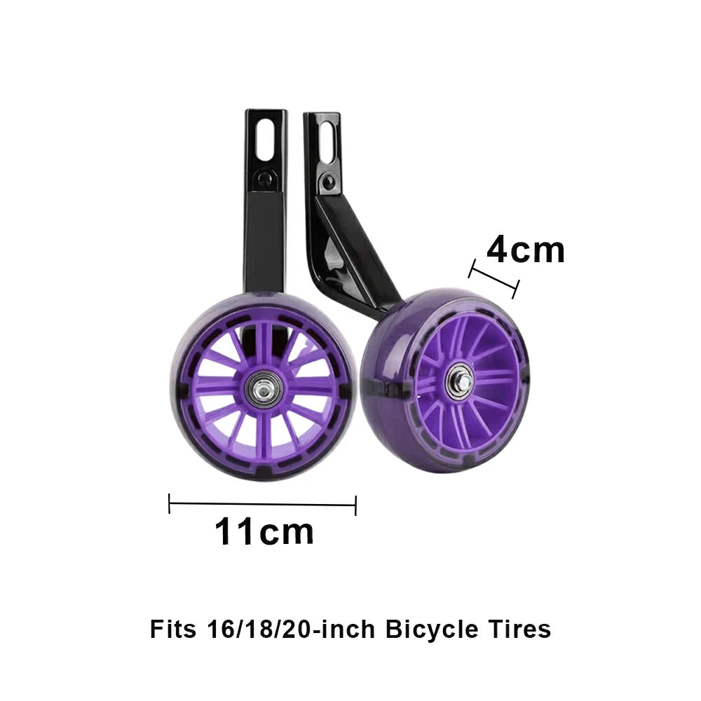 VOLTUS Kids Bicycle Training Wheels Smooth Quiet Rolling Reinforced Steel Bracket Stable Balance Support for 16/18/20 Inch Bikes - Purple