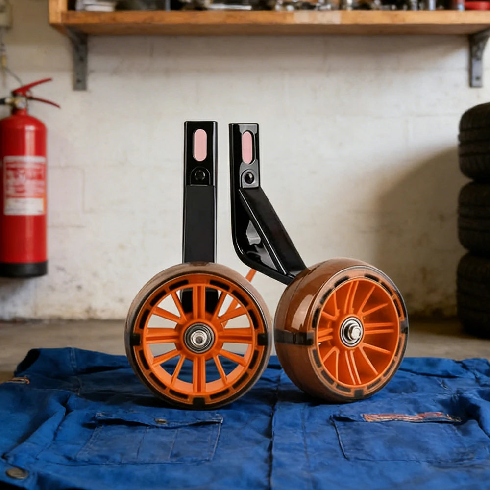 VOLTUS Kids Bicycle Training Wheels Smooth Quiet Rolling Reinforced Steel Bracket Stable Balance Support for 16/18/20 Inch Bikes - Orange