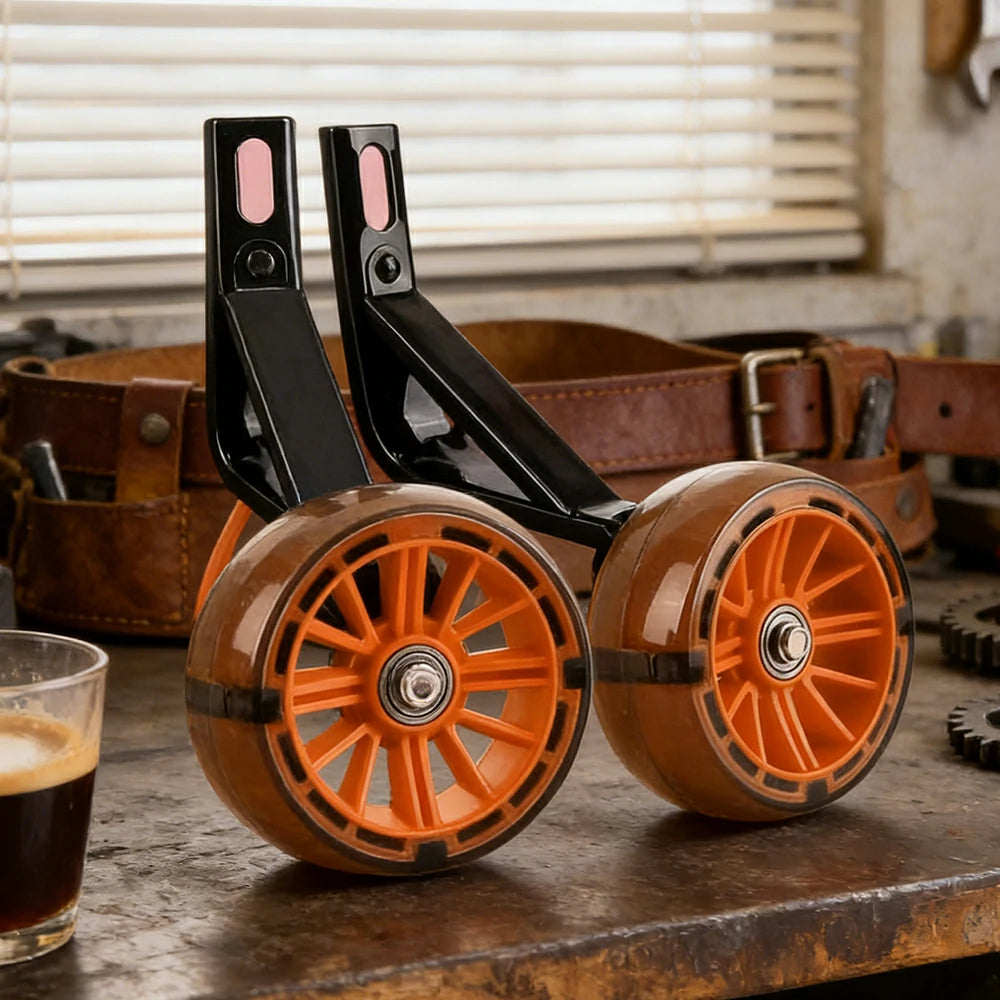 VOLTUS Kids Bicycle Training Wheels Smooth Quiet Rolling Reinforced Steel Bracket Stable Balance Support for 16/18/20 Inch Bikes - Orange