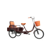 VOLTUS Cargo Tricycle Dual Suspension Hydraulic Brakes 70cm Rear Basket Utility Commuter for Shopping and Transport - Burgundy