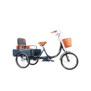 VOLTUS Cargo Tricycle Dual Suspension Hydraulic Brakes 70cm Rear Basket Utility Commuter for Shopping and Transport - Blue
