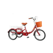 VOLTUS 20" Foldable Tricycle Dual Chain Drive High Carbon Steel Frame Large Basket Commuter for Shopping and Travel - Red