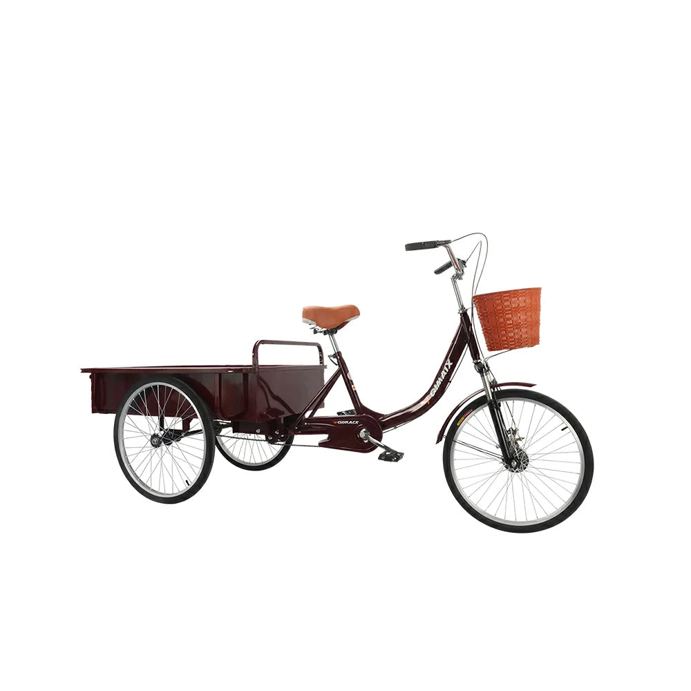 VOLTUS Cargo Tricycle Dual Chain Drive Suspension Brakes 90cm Rear Box Heavy Duty Utility for Transport - Red