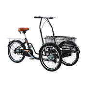 VOLTUS Manual Shopping Tricycle Large Front Basket 150kg Capacity Community Errands & Daily Riding - Black