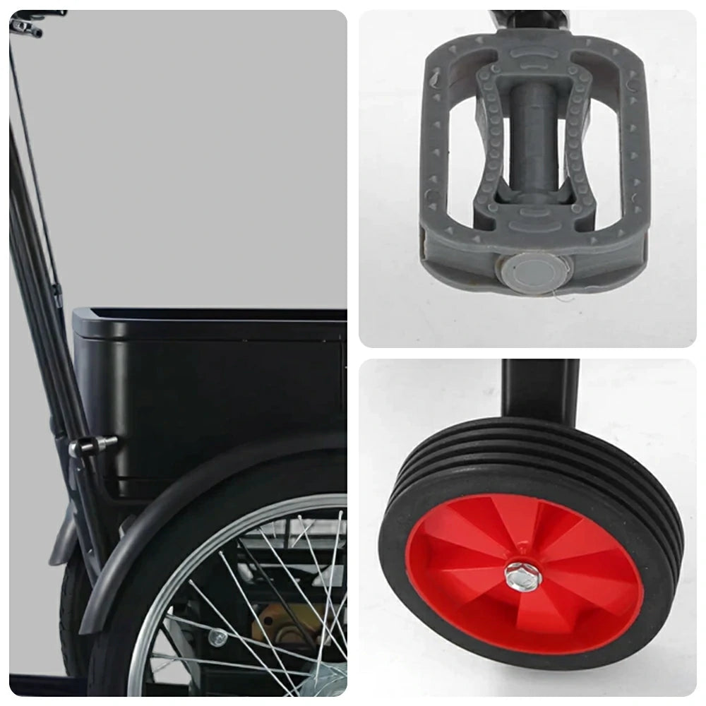 VOLTUS Manual Cargo Tricycle Rear Small Cargo Box 150kg Capacity Community Errands & Daily Transport - Black