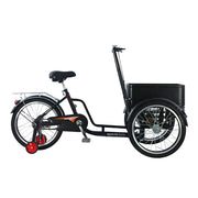 VOLTUS Manual Cargo Tricycle Rear Small Cargo Box 150kg Capacity Community Errands & Daily Transport - Black