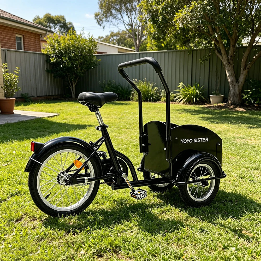 VOLTUS Kids Pet Tricycle Front Small Cargo Box 60kg Capacity Pet Outings & Light Cargo - Black