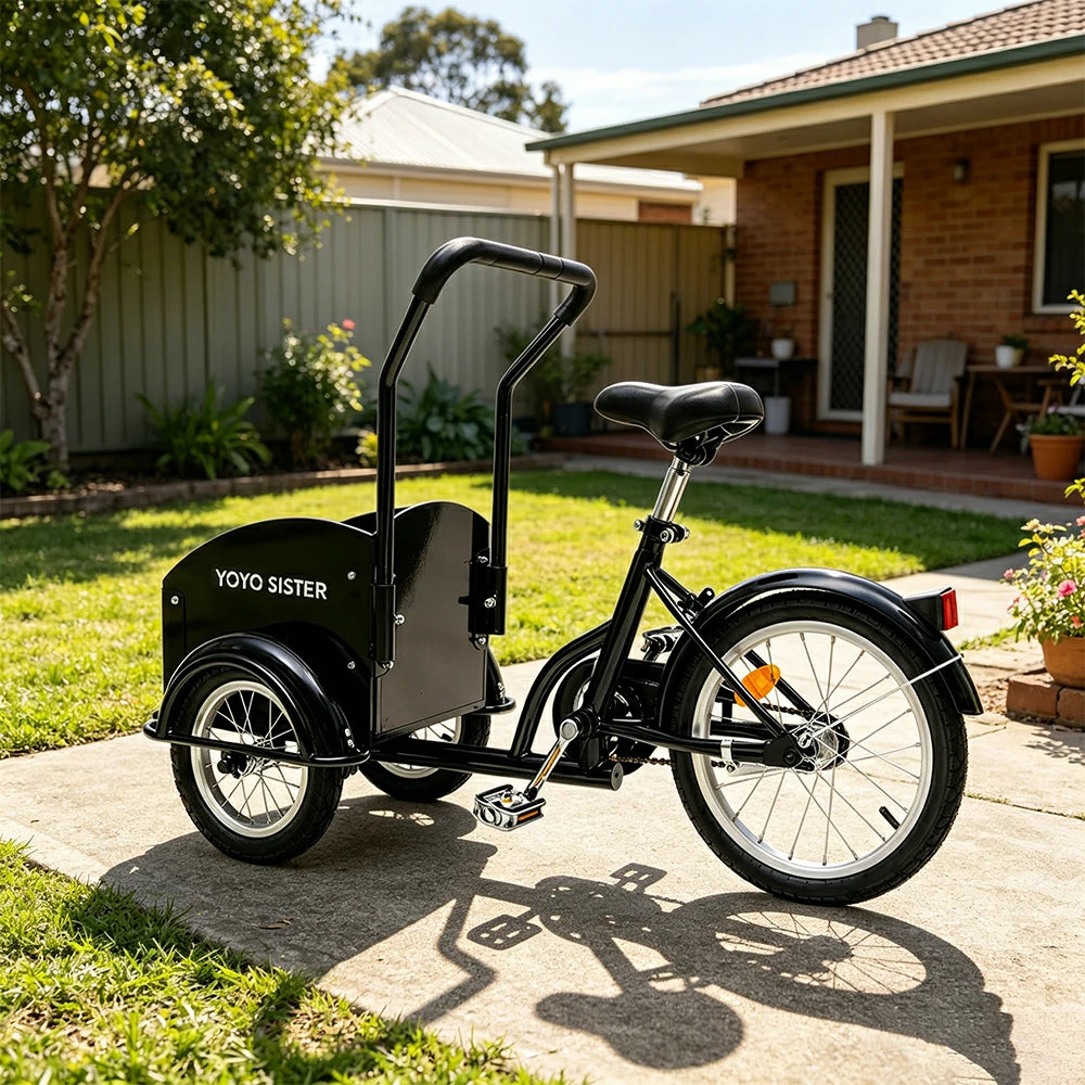 VOLTUS Kids Pet Tricycle Front Small Cargo Box 60kg Capacity Pet Outings & Light Cargo - Black