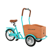 VOLTUS Adult Pet Tricycle Front Wood-Grain Cargo Box 105kg Capacity Pet Outings & Daily Cargo - Green