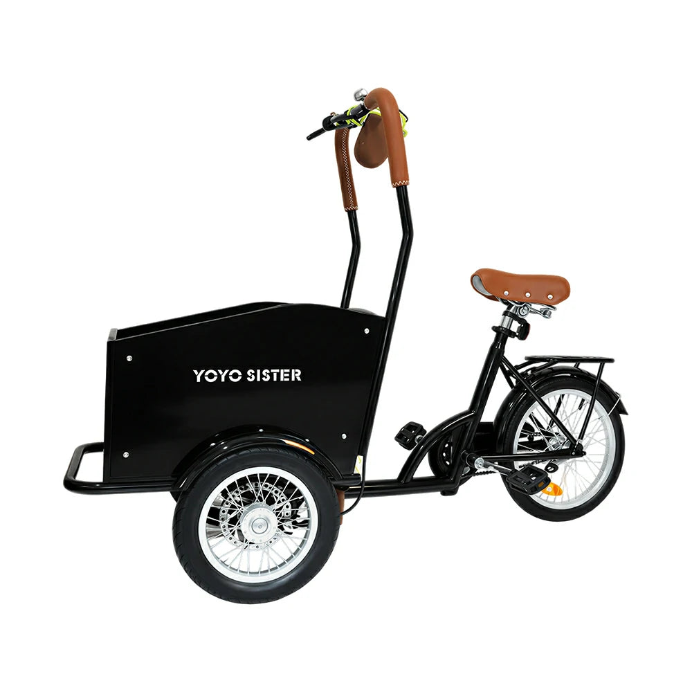 VOLTUS Adult Pet Tricycle Front Wood-Grain Cargo Box 105kg Capacity Pet Outings & Daily Cargo - Black