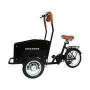 VOLTUS Adult Pet Tricycle Front Wood-Grain Cargo Box 105kg Capacity Pet Outings & Daily Cargo - Black
