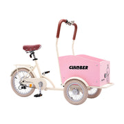 VOLTUS Upgraded Adult Pet Tricycle Front Wood-Grain Cargo Box 105kg Capacity Pet Outings & Daily Cargo - Light Pink