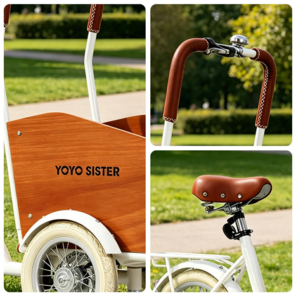 VOLTUS Upgraded Adult Pet Tricycle Space Capsule Front Cargo Box 105kg Capacity Pet Outings & Daily Cargo - Cream