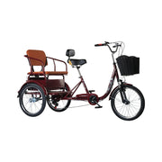 VOLTUS 20" Tricycle with Dual Suspension, Hydraulic Brakes, High Carbon Steel Frame, Ergonomic Vintage Design for Comfort and Stability - Wine