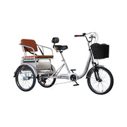 VOLTUS 20" Tricycle with Dual Suspension, Hydraulic Brakes, High Carbon Steel Frame, Ergonomic Vintage Design for Comfort and Stability - Silver
