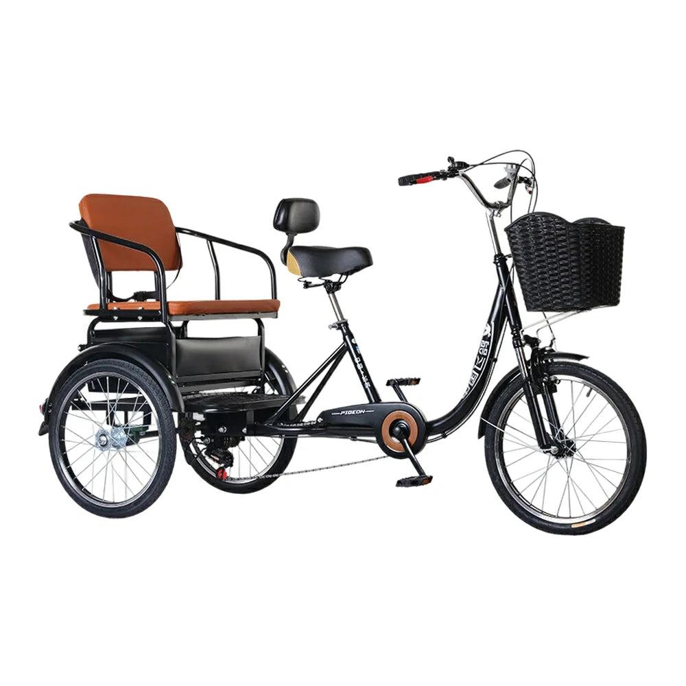 VOLTUS 20" Tricycle with Dual Suspension, Hydraulic Brakes, High Carbon Steel Frame, Ergonomic Vintage Design for Comfort and Stability - Black