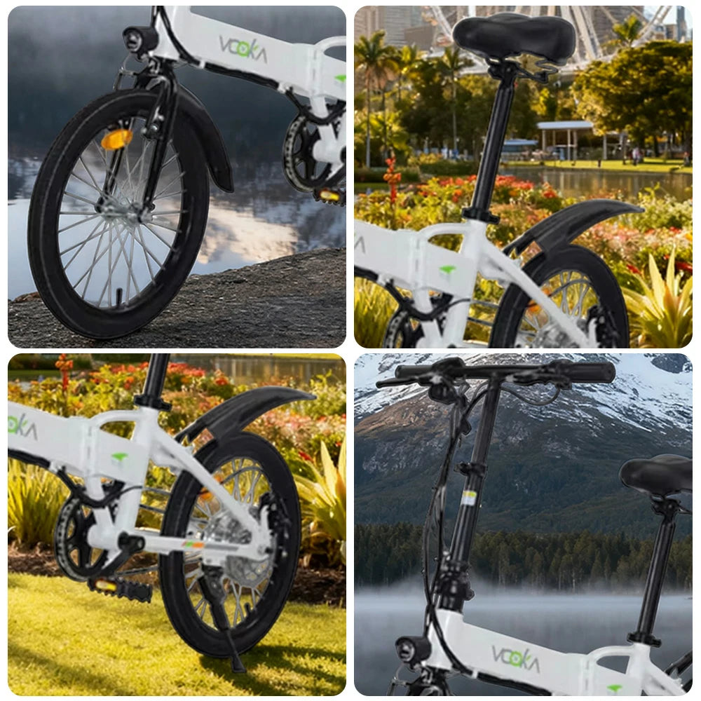 VOLTUS Electric Scooter 48V 5/7A Lithium Battery Aluminum Frame 20/25km Electric, 50/60km Assisted, Ergonomic, Remote Unlock - White