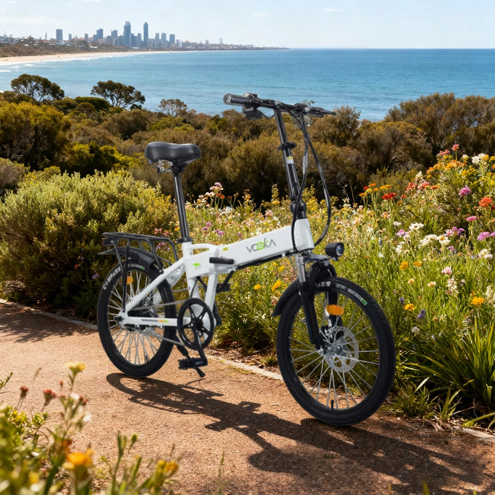 VOLTUS Electric Scooter 48V11A 20-inch Tires Lithium Battery Aluminum Frame 45km Electric Range, 100km Assisted Range, Ergonomic Design - White