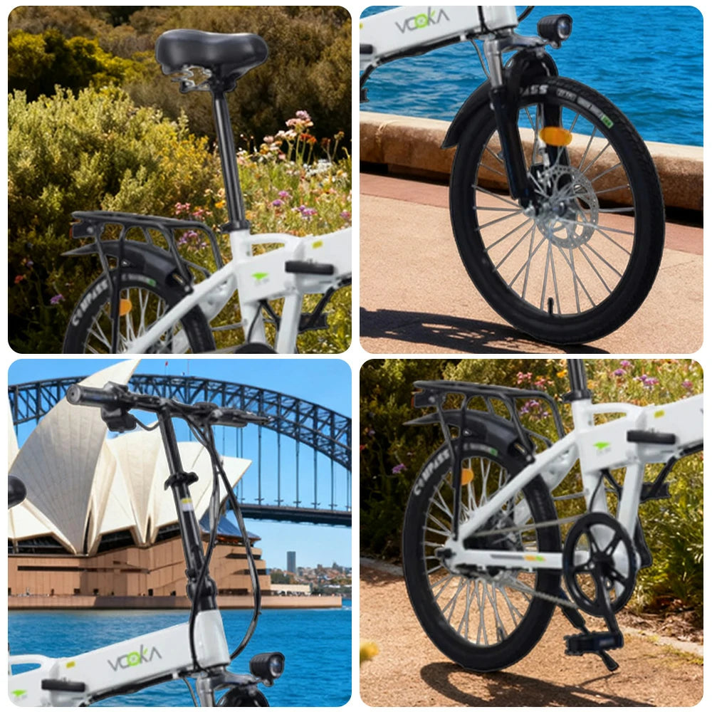 VOLTUS Electric Scooter 48V11A 20-inch Tires Lithium Battery Aluminum Frame 45km Electric Range, 100km Assisted Range, Ergonomic Design - White