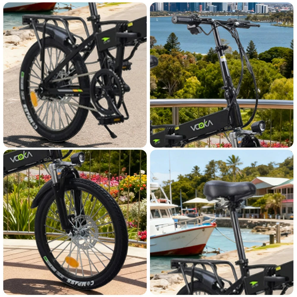 VOLTUS Electric Scooter 48V11A 20-inch Tires Lithium Battery Aluminum Frame 45km Electric Range, 100km Assisted Range, Ergonomic Design - Black