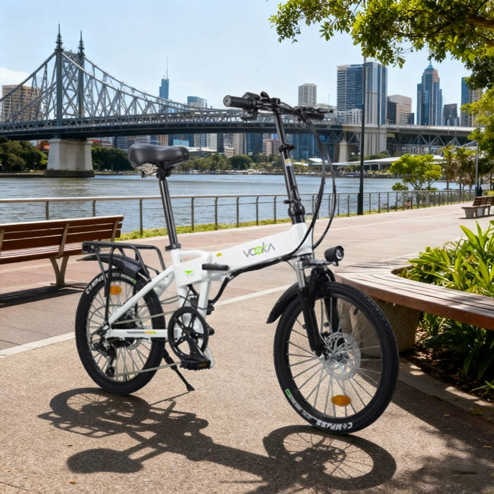 VOLTUS Electric Scooter 48V11A Lithium Battery Aluminum Frame 50km Electric Range, 120km Assisted Range, Shimano 7-speed, 20-inch Steel-wire Tires - White