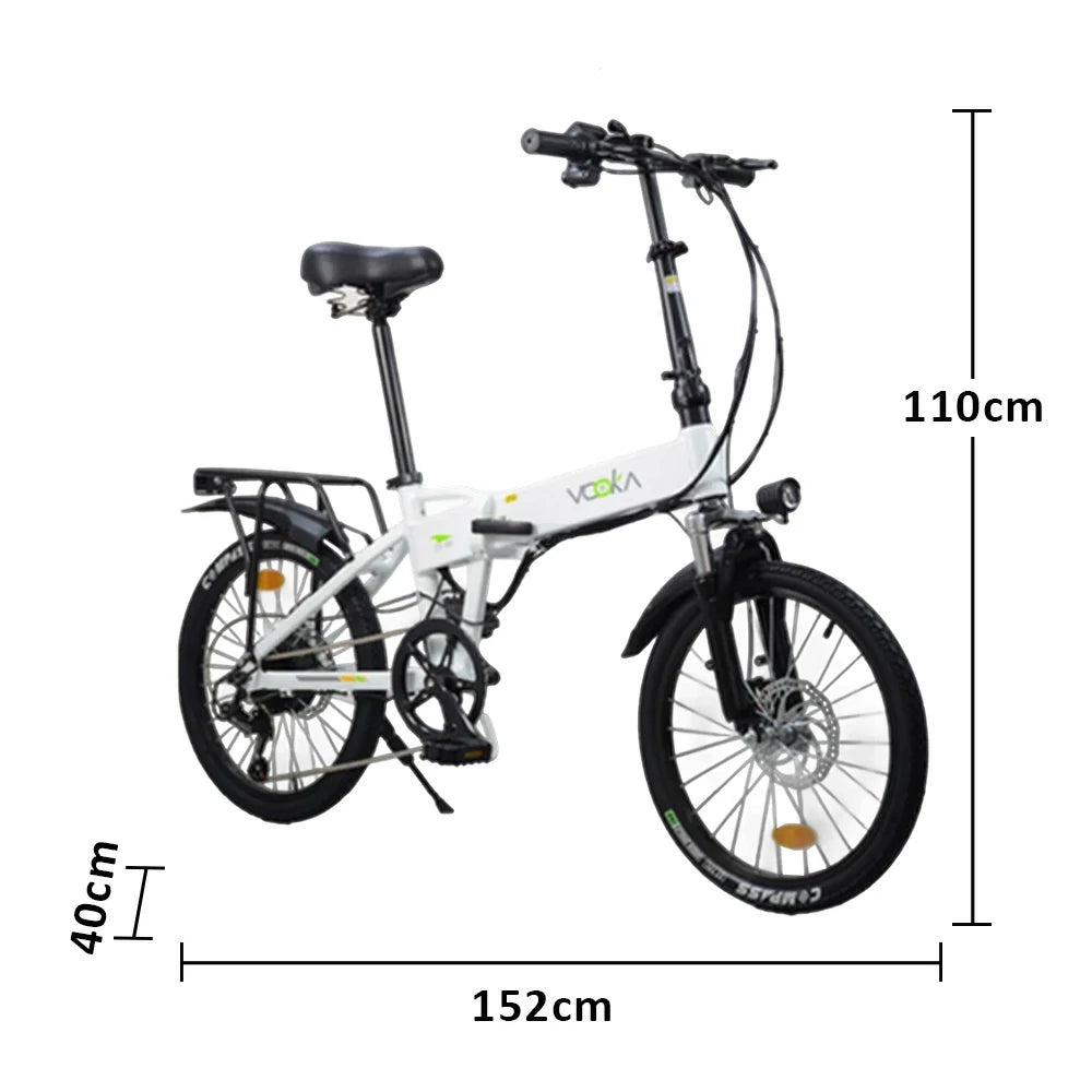 VOLTUS Electric Scooter 48V11A Lithium Battery Aluminum Frame 50km Electric Range, 120km Assisted Range, Shimano 7-speed, 20-inch Steel-wire Tires - White