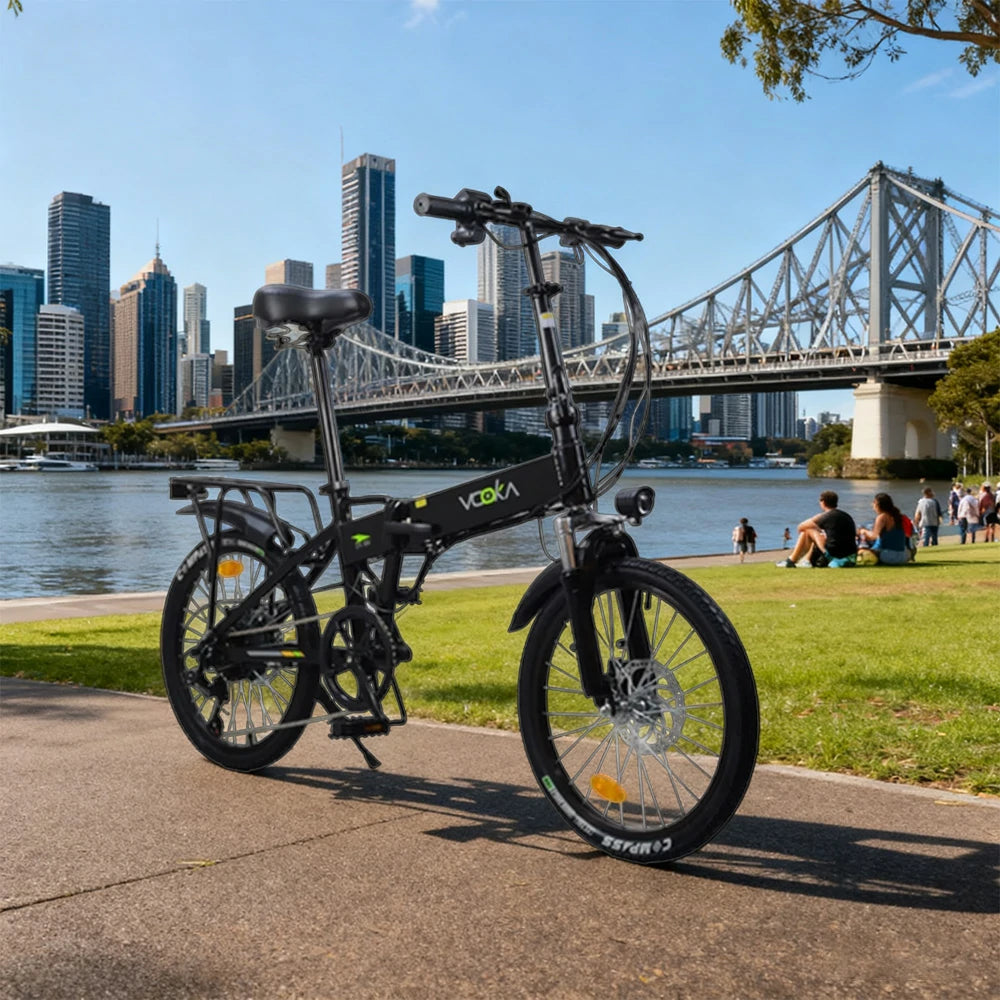 VOLTUS Electric Scooter 48V11A Lithium Battery Aluminum Frame 50km Electric Range, 120km Assisted Range, Shimano 7-speed, 20-inch Steel-wire Tires - Black