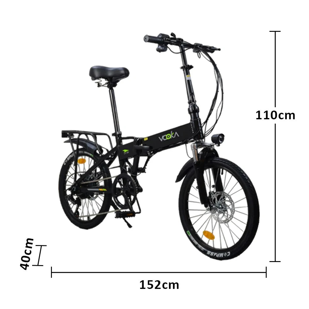 VOLTUS Electric Scooter 48V11A Lithium Battery Aluminum Frame 50km Electric Range, 120km Assisted Range, Shimano 7-speed, 20-inch Steel-wire Tires - Black
