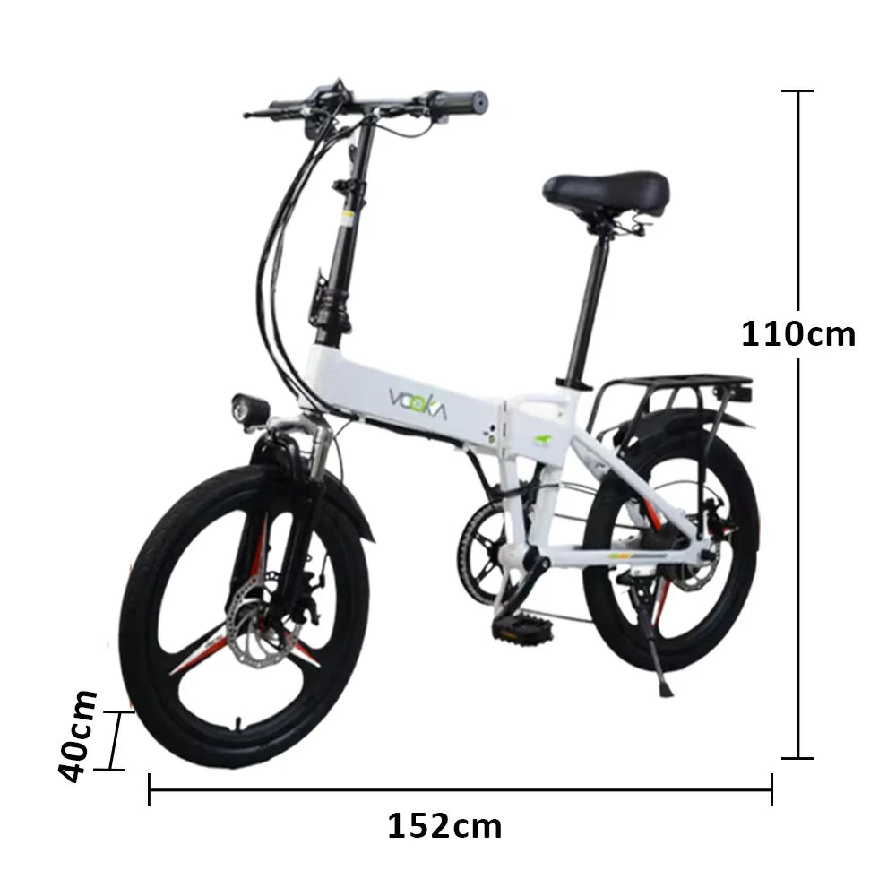 VOLTUS Electric Scooter 48V11A Lithium Battery Aluminum Frame 50km Electric Range, 120km Assisted Range, Shimano 7-speed, 20-inch Magnesium Alloy Integrated Wheels - White