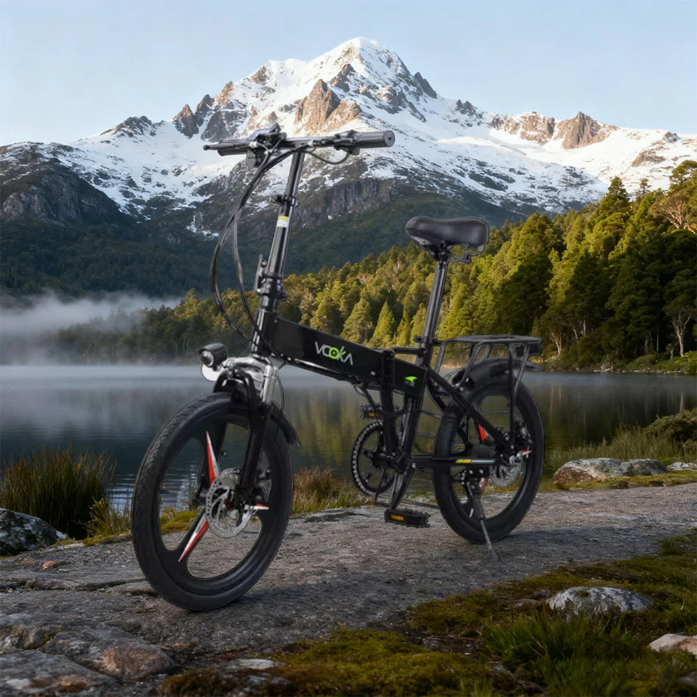 VOLTUS Electric Scooter 48V11A Lithium Battery Aluminum Frame 50km Electric Range, 120km Assisted Range, Shimano 7-speed, 20-inch Magnesium Alloy Integrated Wheels - Black