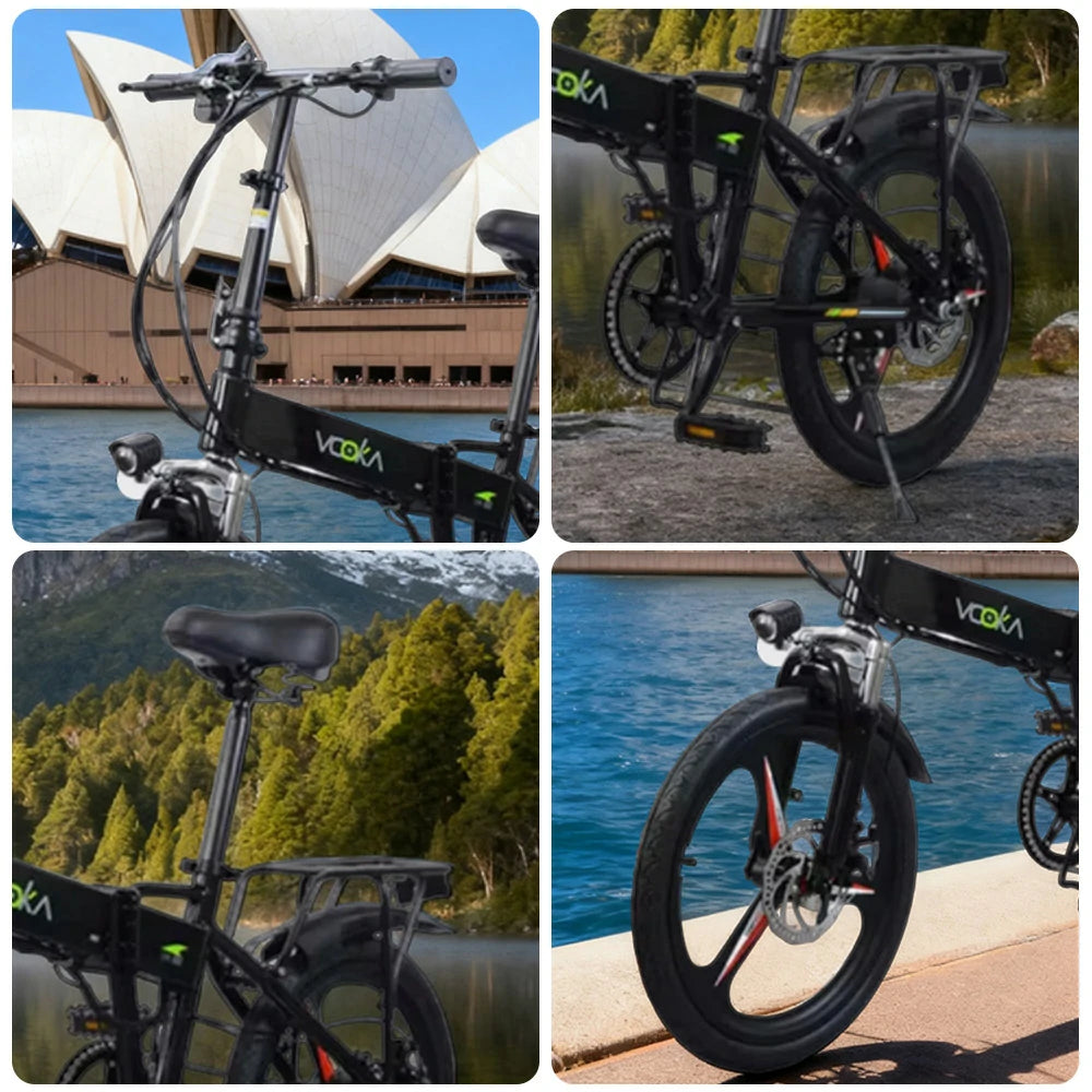 VOLTUS Electric Scooter 48V11A Lithium Battery Aluminum Frame 50km Electric Range, 120km Assisted Range, Shimano 7-speed, 20-inch Magnesium Alloy Integrated Wheels - Black