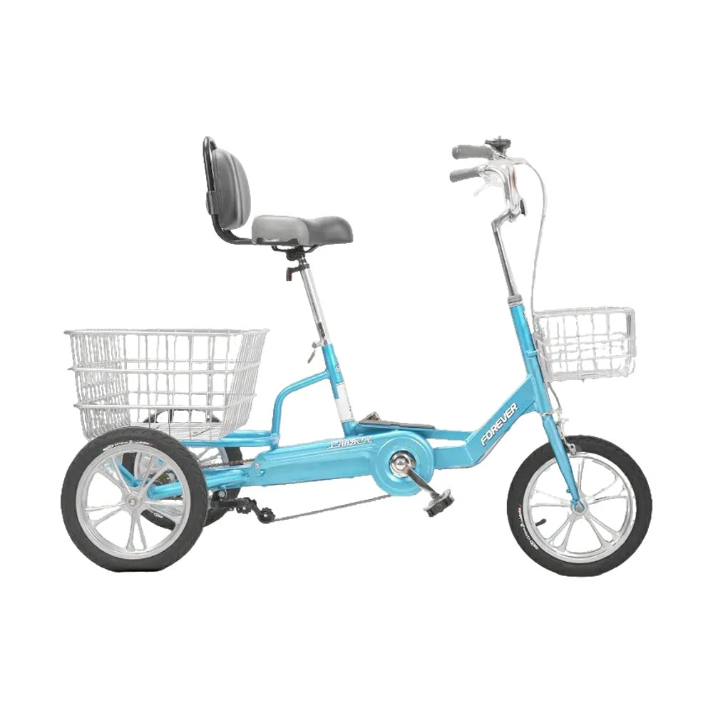 VOLTUS 14" Tricycle Lightweight Aluminum Alloy Frame 135kg Max Load Waterproof Bottom Bracket Large Storage Baskets - Blue