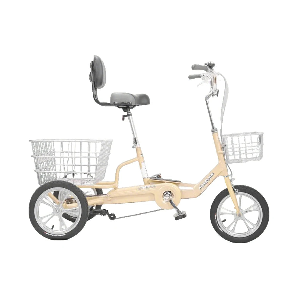 VOLTUS 14" Tricycle Lightweight Aluminum Alloy Frame 135kg Max Load Waterproof Bottom Bracket Large Storage Baskets - Yellow