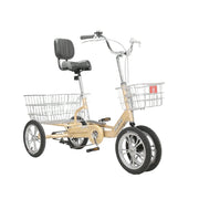 VOLTUS 14" Tricycle Dual Front-Wheel Design Lightweight Aluminum Alloy Frame 135kg Max Load Waterproof Bottom Bracket Large Storage Baskets - Yellow