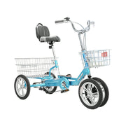 VOLTUS 14" Tricycle Dual Front-Wheel Design Lightweight Aluminum Alloy Frame 135kg Max Load Waterproof Bottom Bracket Large Storage Baskets - Blue