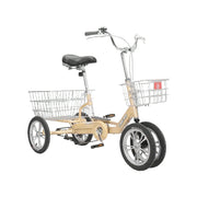 VOLTUS 14" Tricycle Dual Front-Wheel Design High-Strength Steel Frame 135kg Max Load Waterproof Bottom Bracket Large Storage Baskets - Yellow